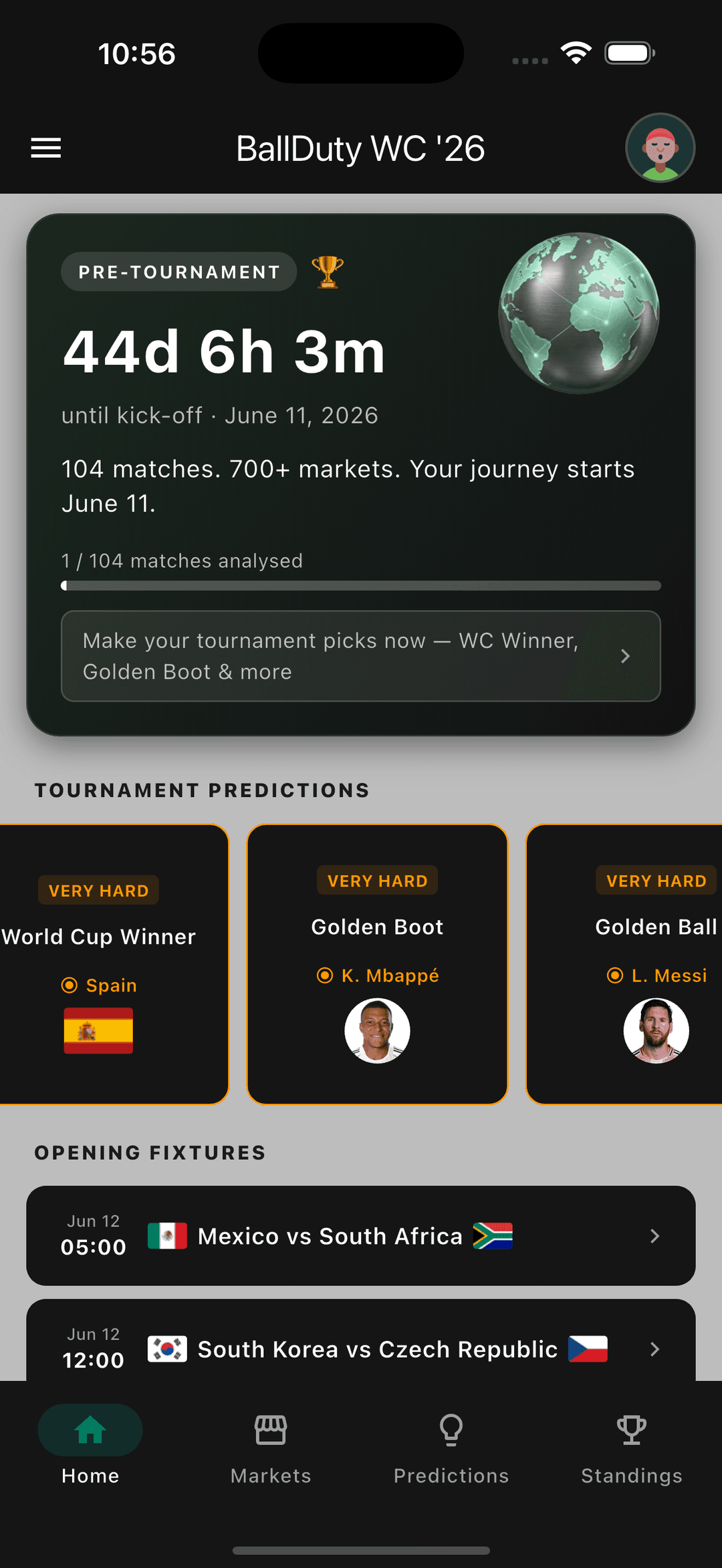 BallDuty WC '26 home screen